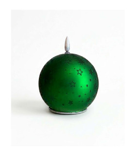 Vela LED Esfera de Vidrio Navideña 10 cm Verde Alparamis