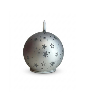Vela LED Esfera de Vidrio Navideña 10 cm Plateada Alparamis