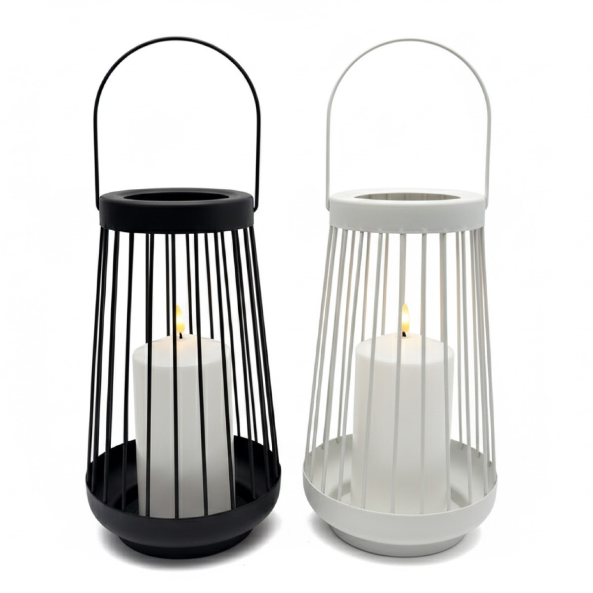 Farol Negro 26 cm con Vela Pilar LED Alparamis