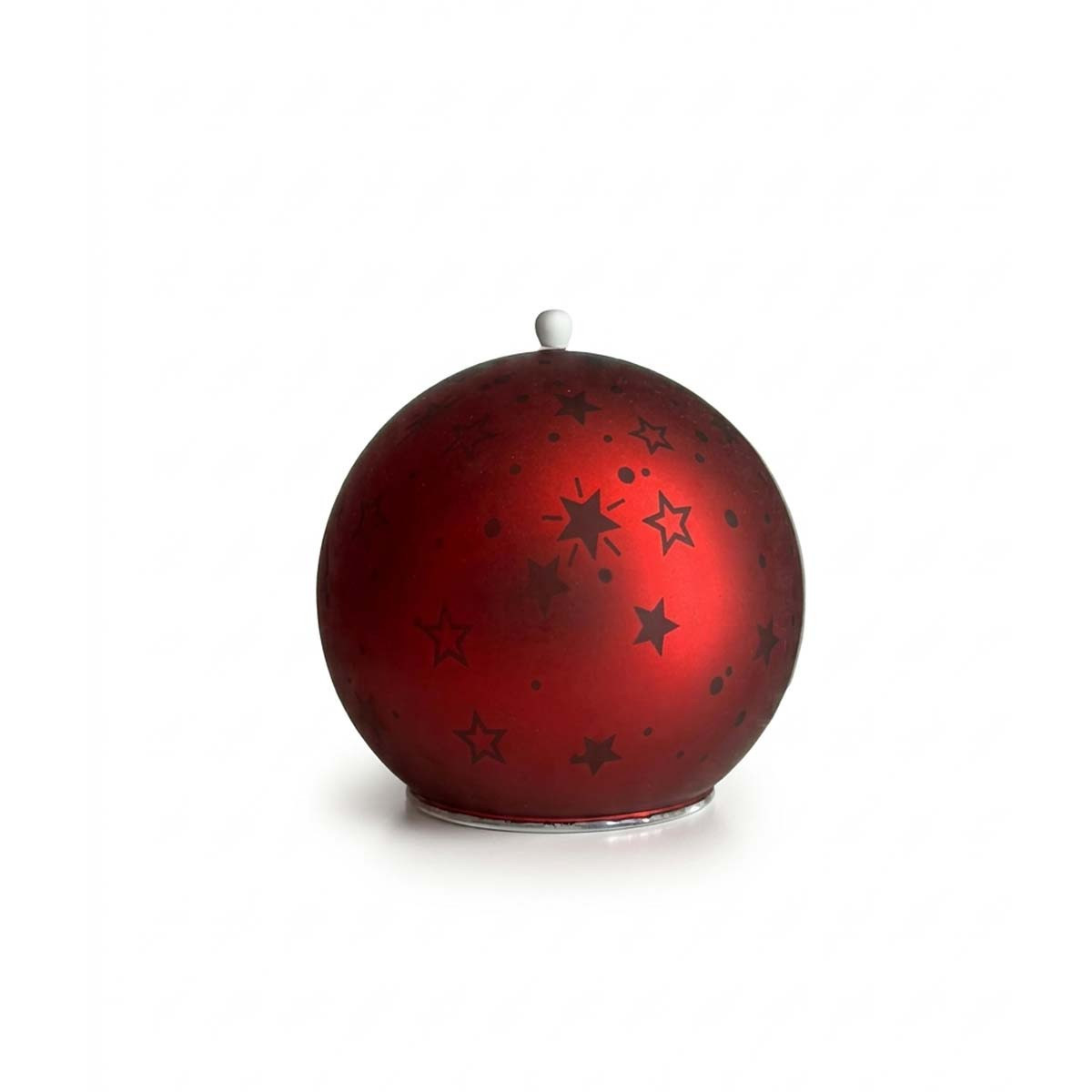 Vela LED Esfera de Vidrio Navideña 10 cm Roja Alparamis