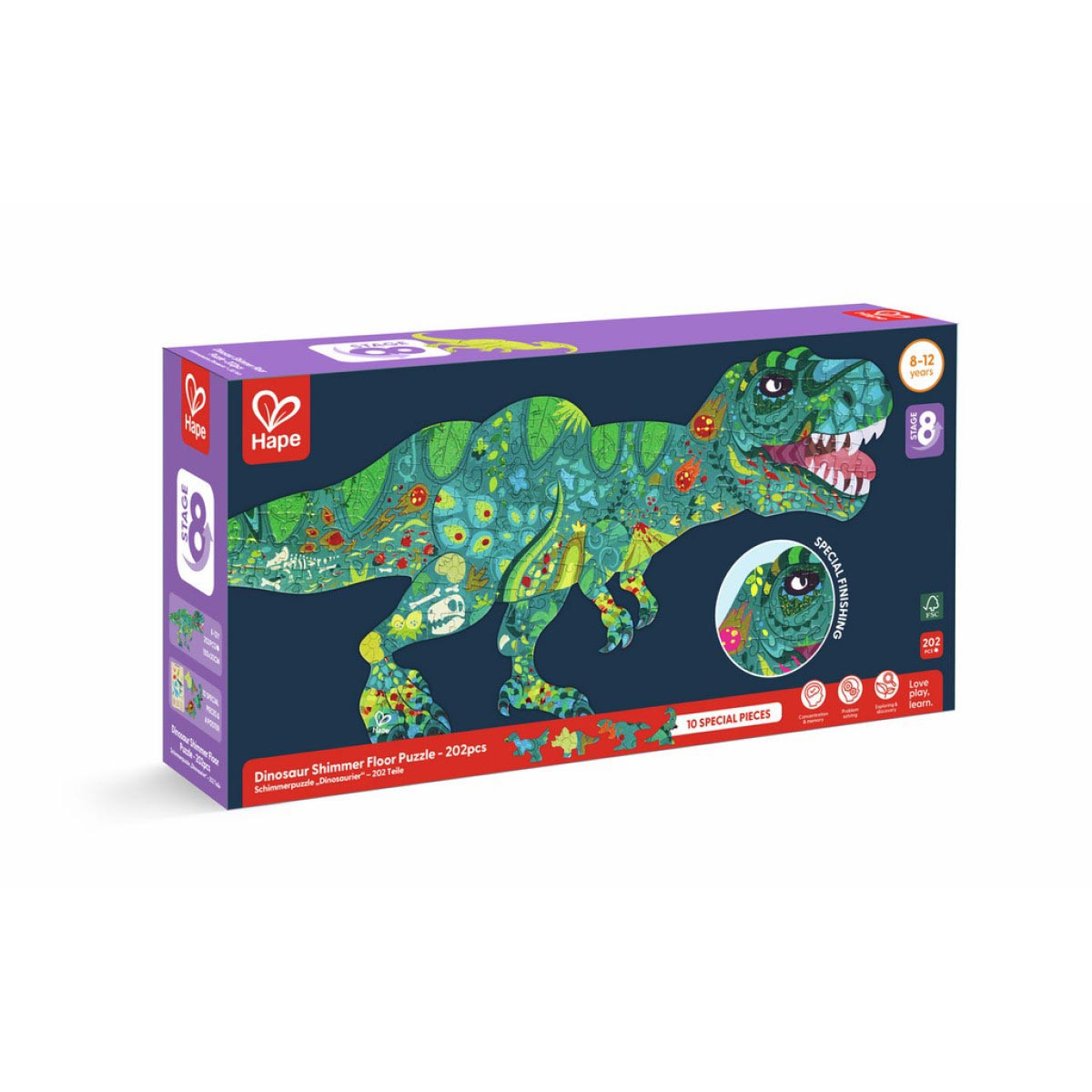 Puzzle de Piso Brillante de Dinosaurios 200 Pzs Hape