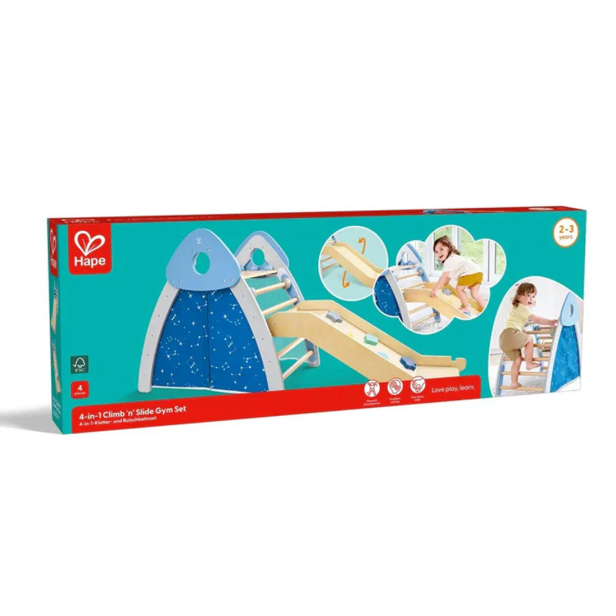 Set 4 en 1 Trepadora y Tobogán Hape