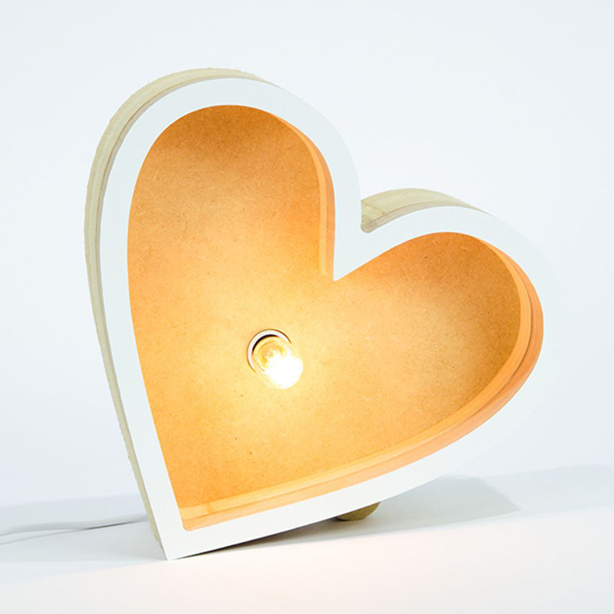 Lámpara Corazón de Madera 20 cm