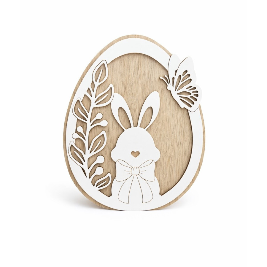 Adorno de Madera de Huevo con Conejo de Pascua Calado