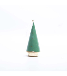Adorno de Pino con Copos Verde 12 cm Alparamis