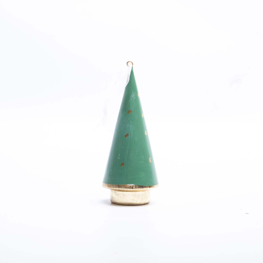 Adorno de Pino con Copos Verde 12 cm Alparamis