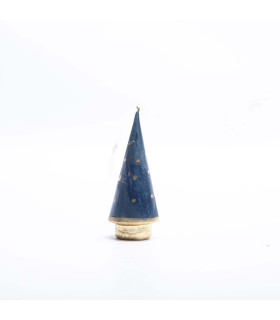 Adorno de Pino con Copos Azul 10 cm Alparamis