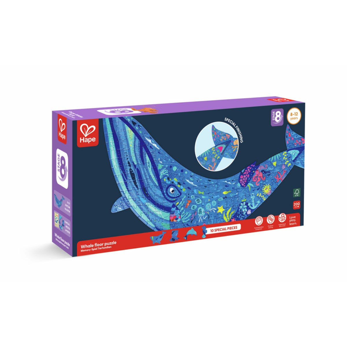Puzzle de Piso Brillante de Ballena 200 Pzs Hape