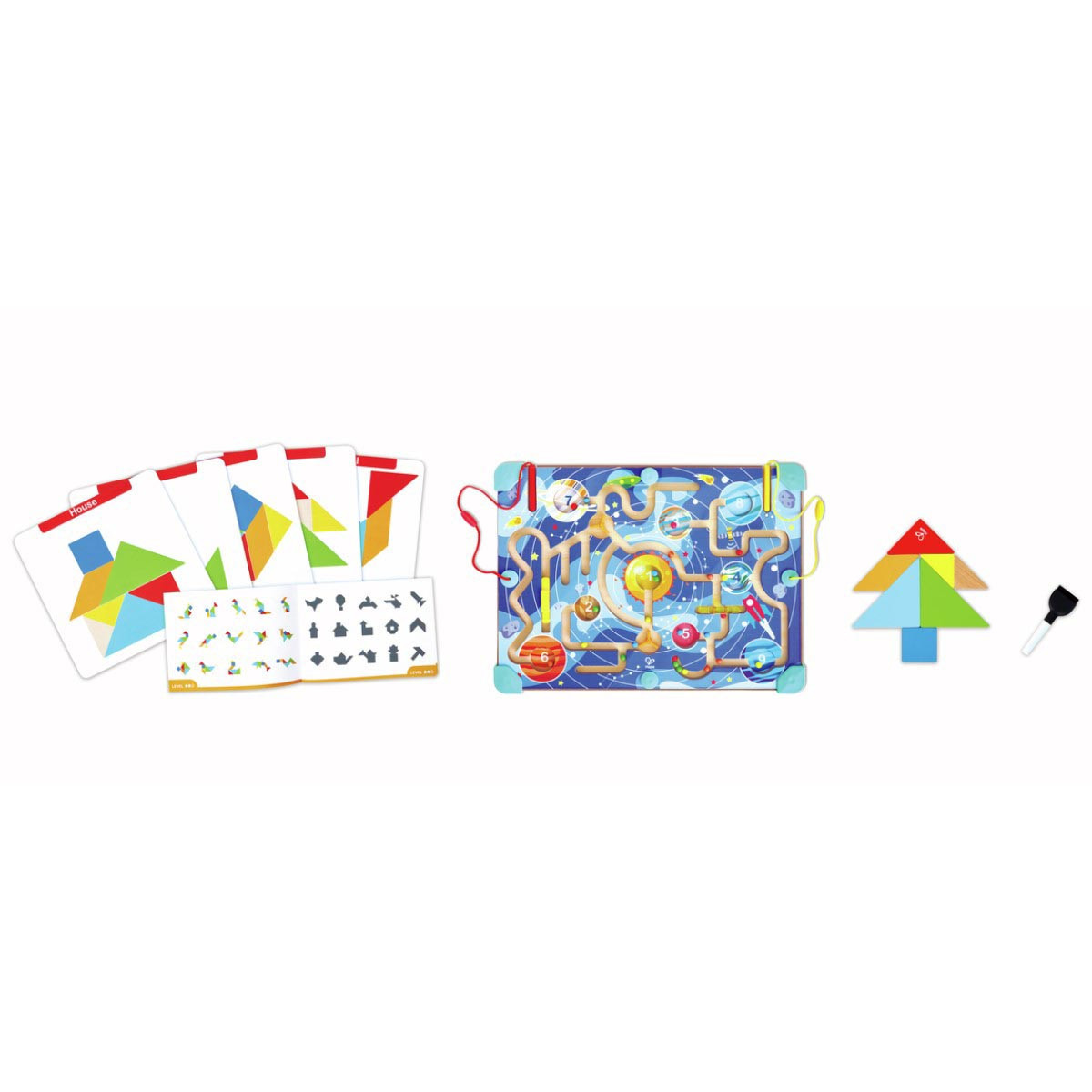 Laberinto Espacial y Tablero de Tangram Hape