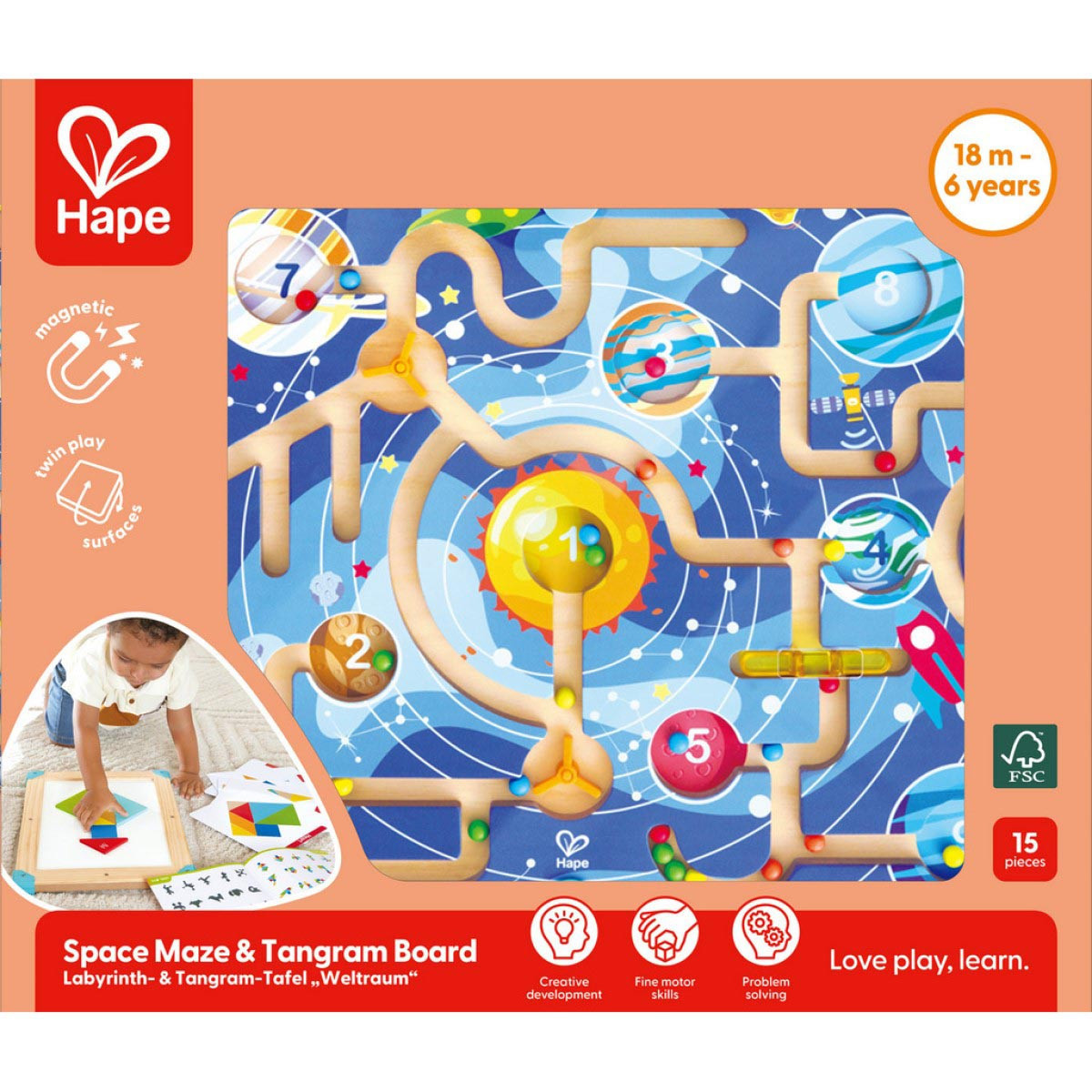 Laberinto Espacial y Tablero de Tangram Hape