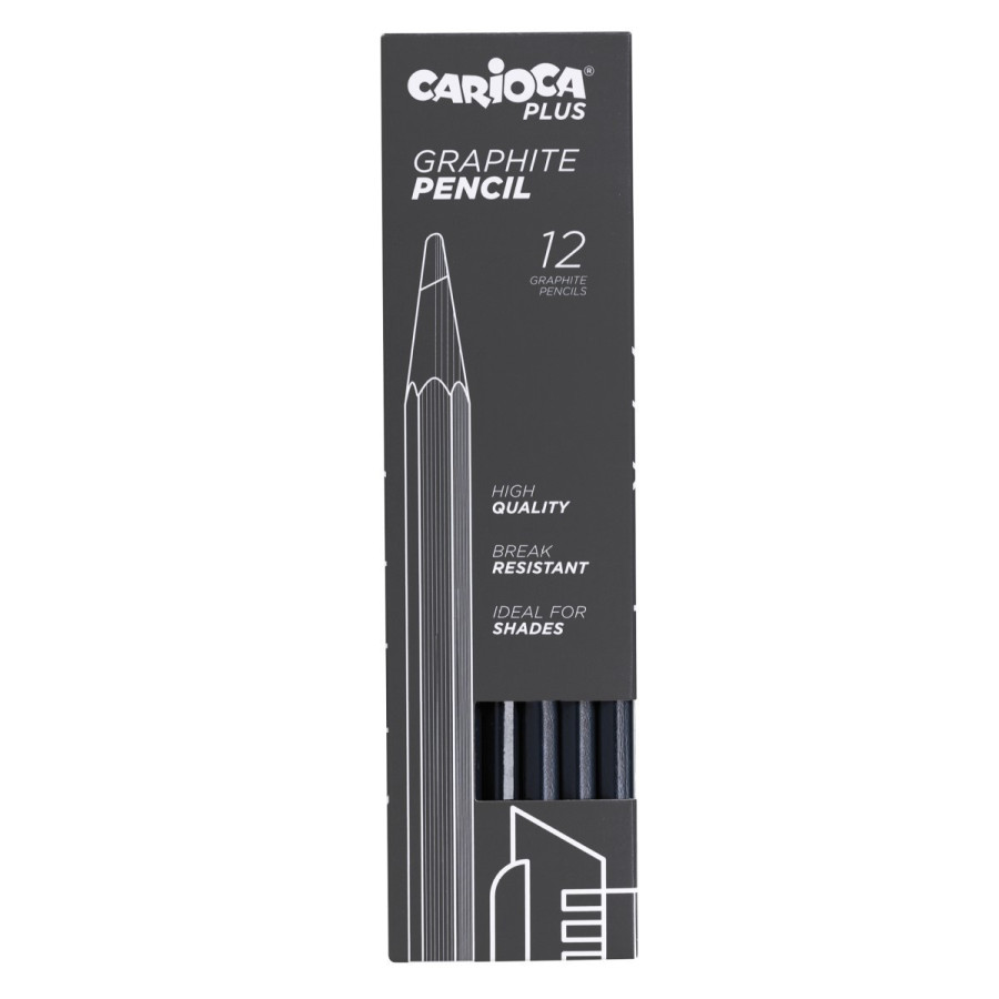 Lápices de Grafito 2B Graphite Carioca Plus x 12