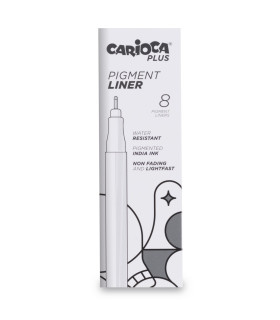 Marcadores Negros de Trazo 0.8 mm Pigment Liner Carioca Plus x 8