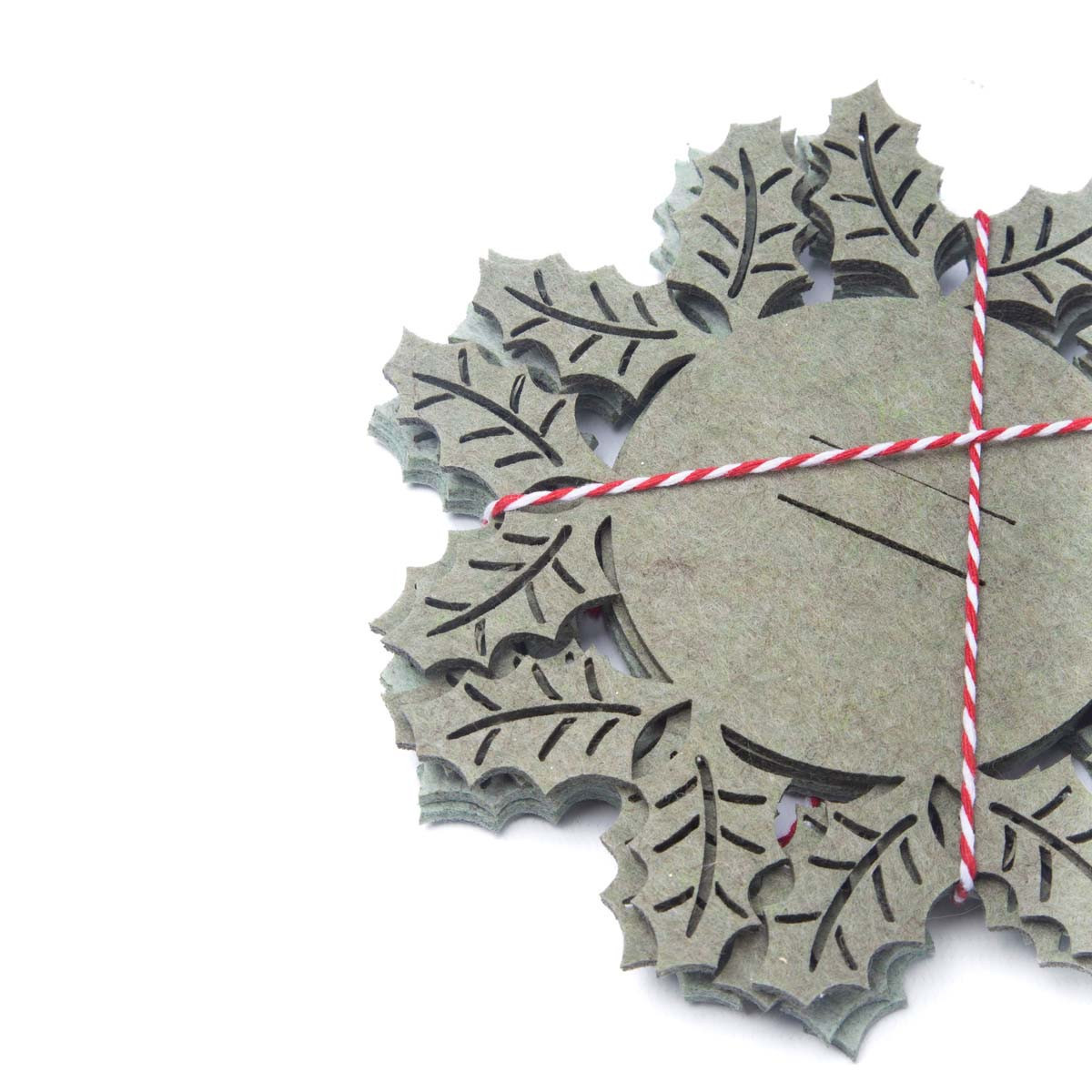 Posavasos Muérdago de Tela Fieltro 15 cm Alparamis x 4