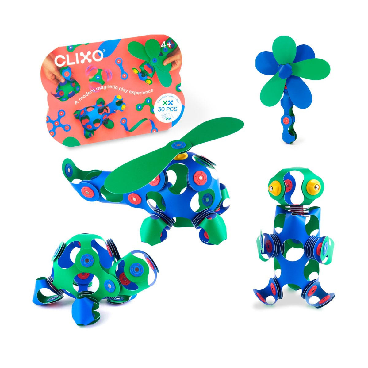 Set de Tripulación Azul y Verde 30 Piezas Clixo