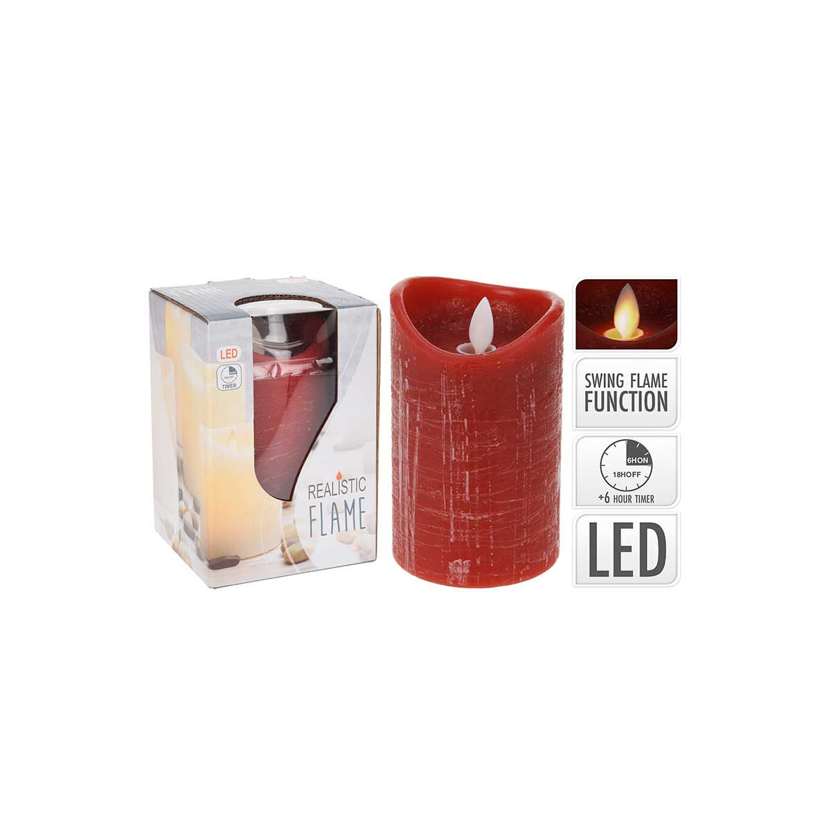 Vela LED a Batería Roja 7.5 x 12.5 cm Alparamis