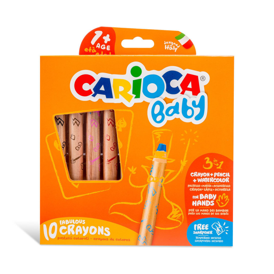 Crayón Lápiz Acuarela 3 en 1 Baby Carioca x 10