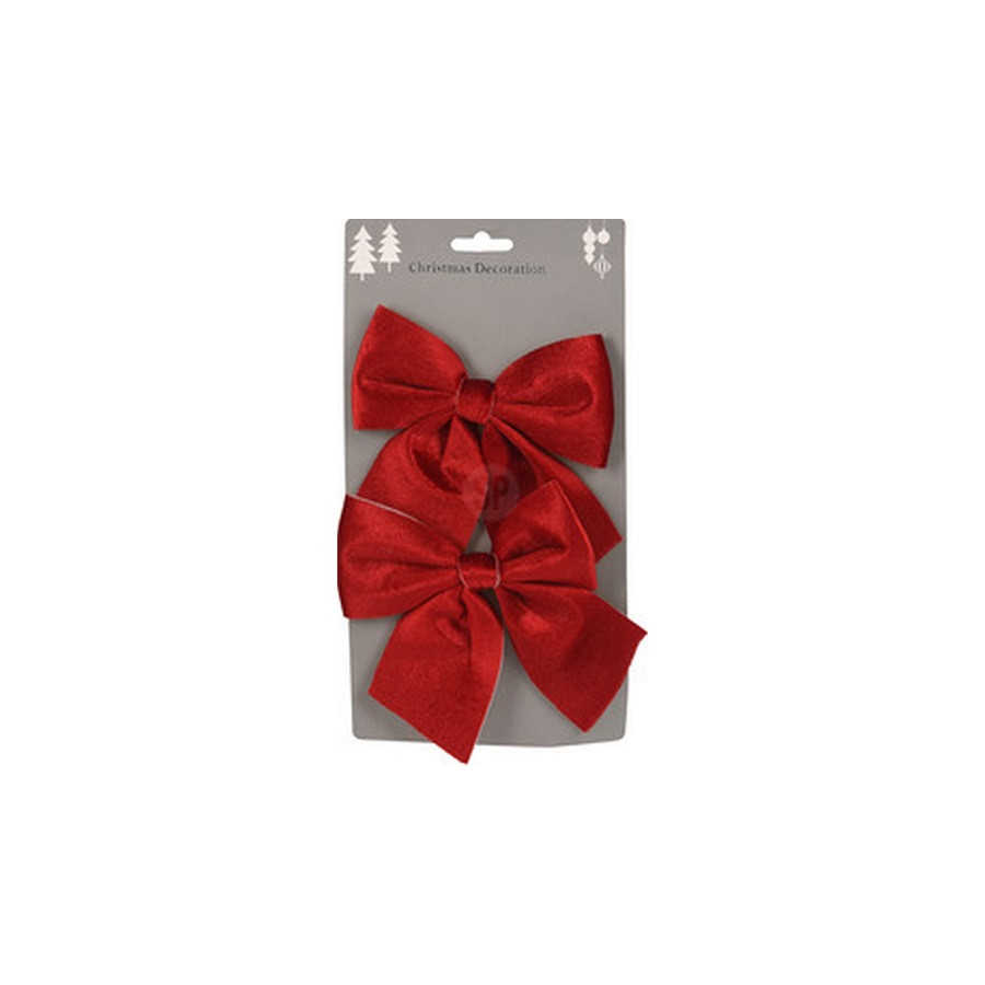 Set de 2 Moños de Terciopelo Rojo 13 cm Alparamis