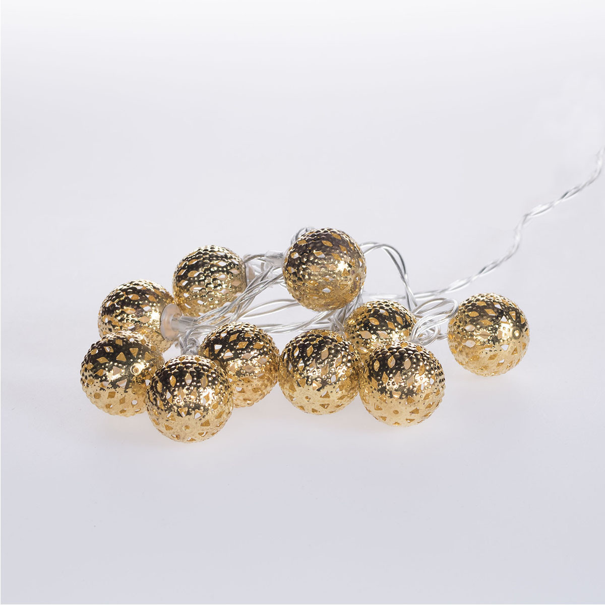 Guirnalda de 10 Bolas LED 2 cm Doradas