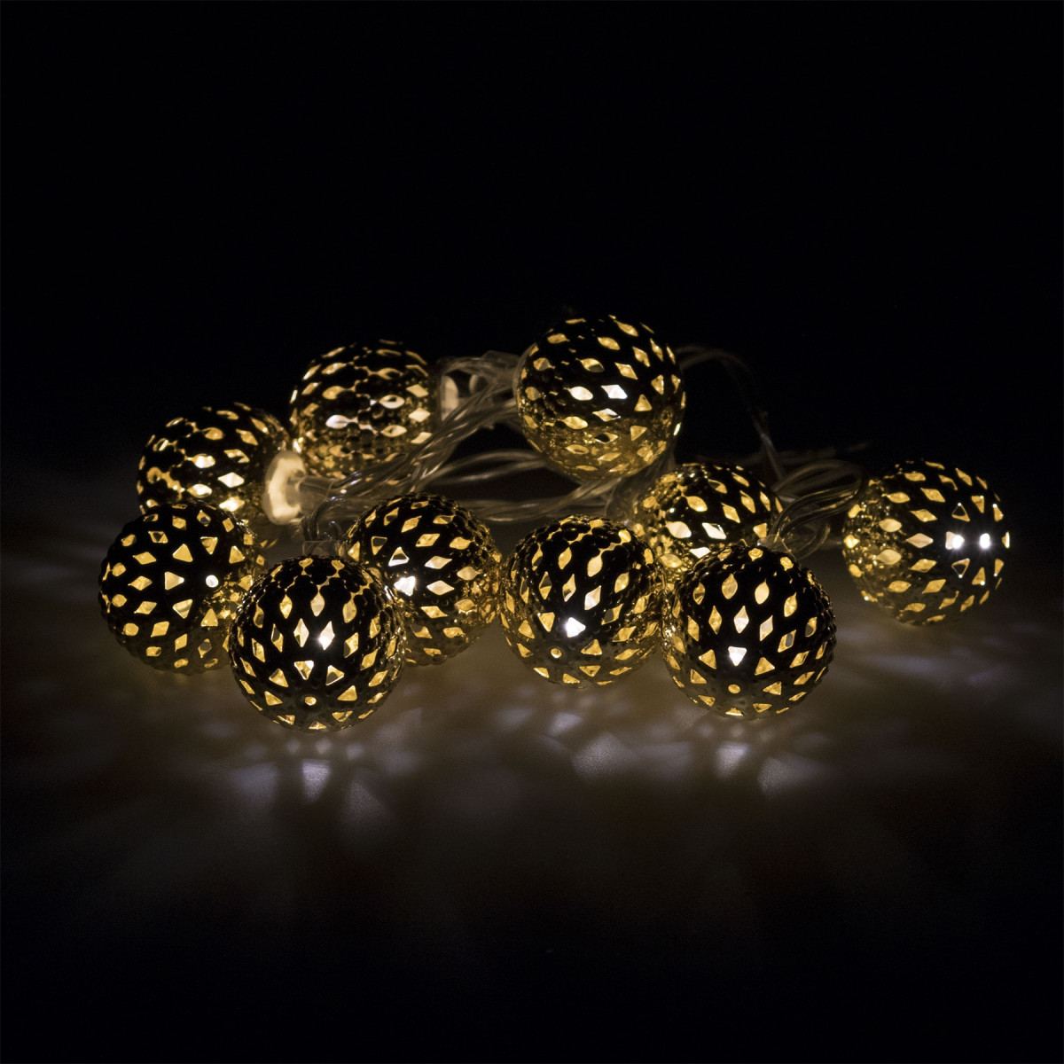 Guirnalda de 10 Bolas LED 2 cm Doradas