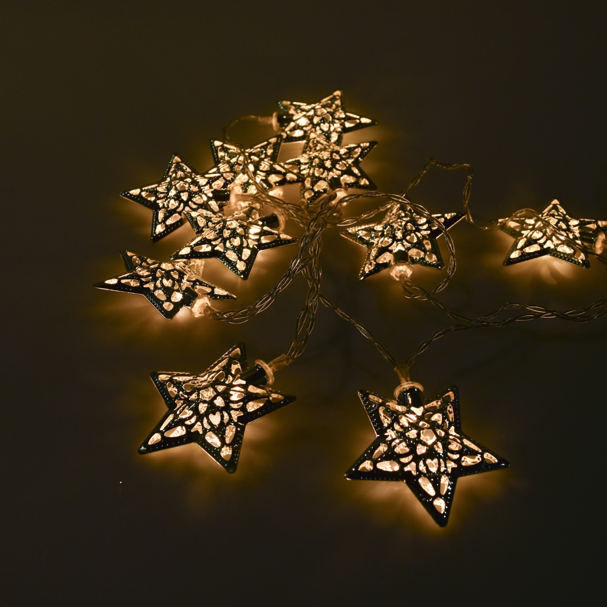 Guirnalda de 10 Estrellas LED 4 cm Plateadas Alparamis