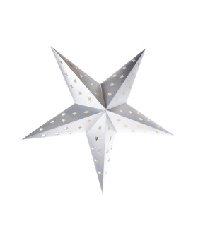 Estrella de Papel plateada con LED 75 cm