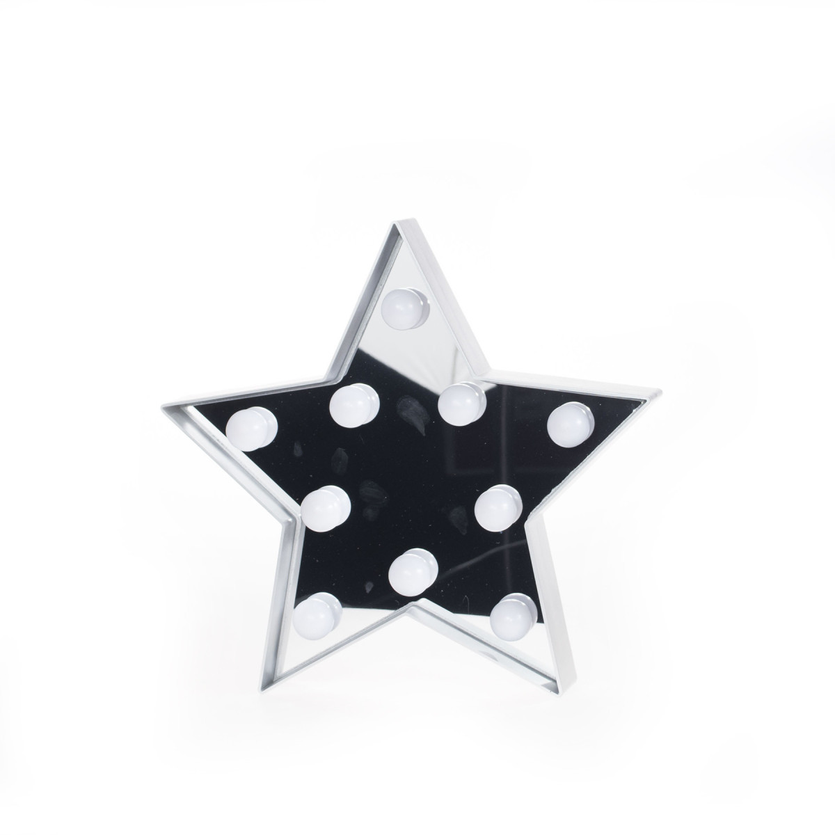 Espejo estrella plateada con luz LED Alparamis