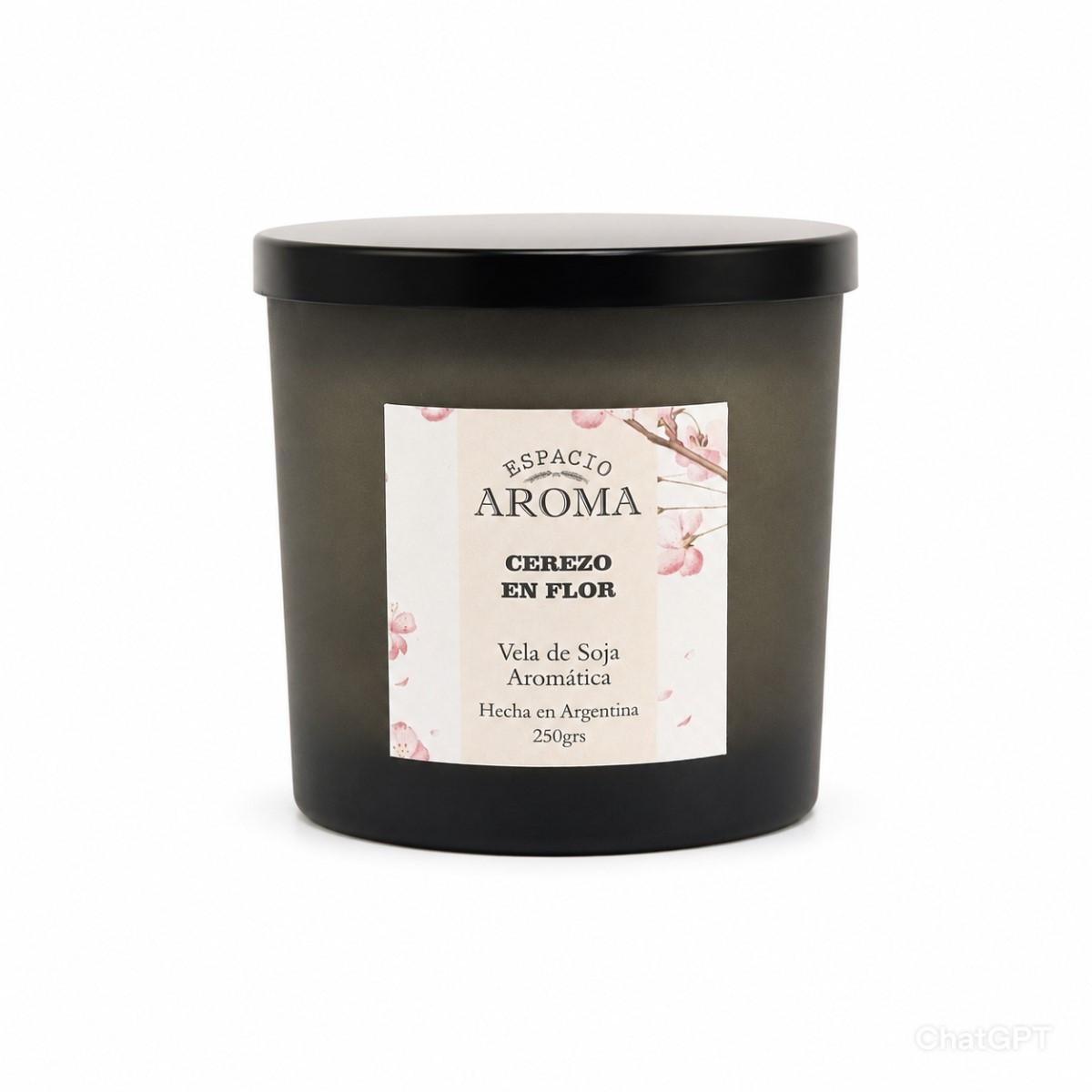Vela de Soja Aromática 250 g Línea Black Cerezo en Flor Espacio Aroma