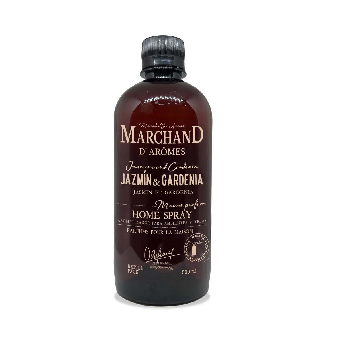 Refill PET de 500 ml de Aromatizador Jazmín y Gardenia Marchand D Aromes