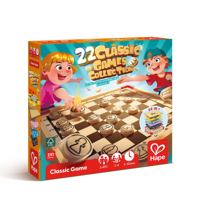 Colección de 22 Juegos de Mesa Clásicos Hape