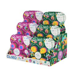Exhibidor Clixo Tiny and Mighty 9 Piezas Mix 6 Brillo y 6 Aves