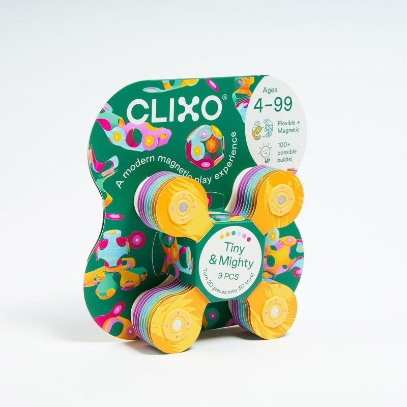 Exhibidor Clixo Tiny and Mighty 9 Piezas Mix 6 Brillo y 6 Aves