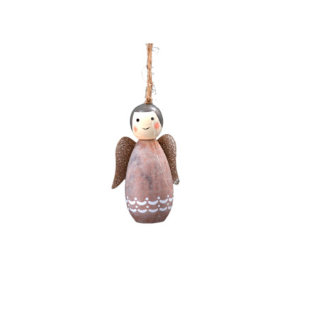 Adorno de Madera Ángel Rosa Dior 8 cm Alparamis