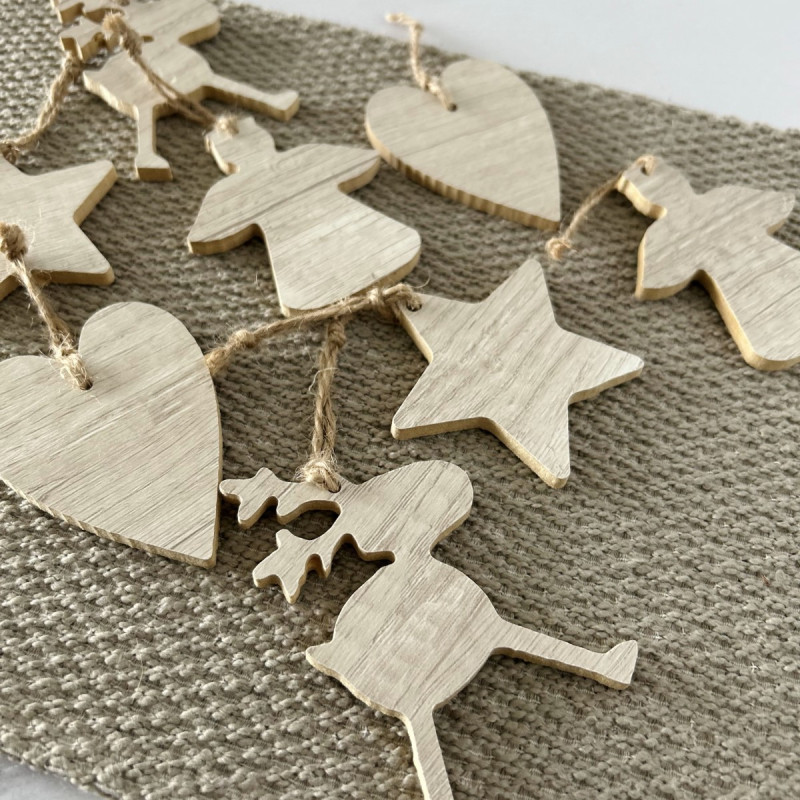Adornos de Madera para el Árbol de Navidad x 12