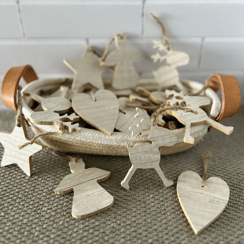 Adornos de Madera para el Árbol de Navidad x 12