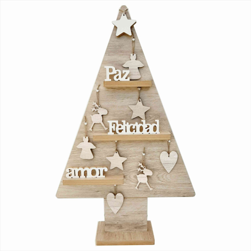 Adorno de Pino con Repisas y Figuras 78 cm