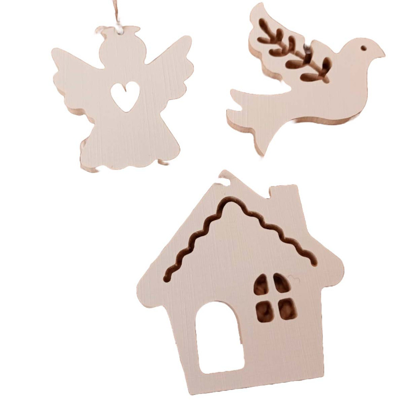 Adorno de Madera Paloma Casa y Ángel 10 cm