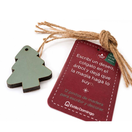 Adornos de Madera Pinos Deseo para el Árbol 5 cm x 12