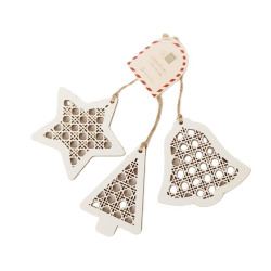 Set de 3 Adornos Navideños de Madera 9 cm