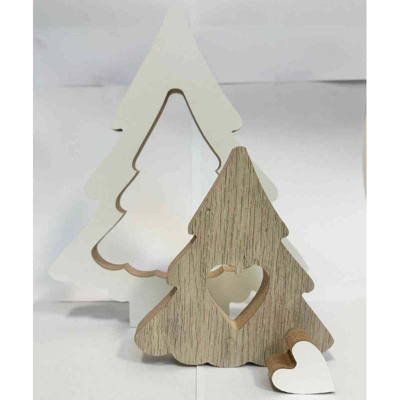 Adorno Pinos y Corazón de Madera Encastrables 25 cm