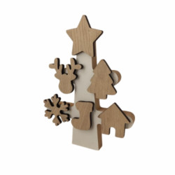 Pinito Blanco con Adornos en Madera 20 cm