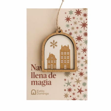 Adorno para Colgar de Madera Aldea Navideña 10 cm