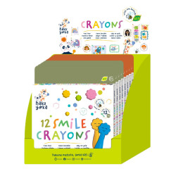 Crayones Smile y Owl Haku Yoka x 12 8 Pz en 2 Diseños con Exhibidor