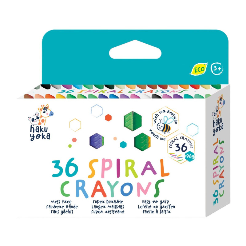 Crayones Spiral Haku Yoka 396 Pz en 4 Formatos con Exhibidor