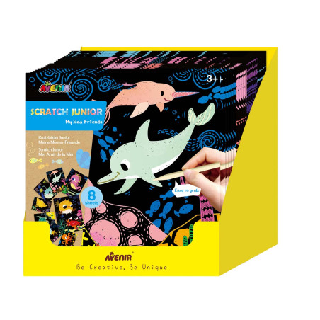 Scratch Junior 20 Pz en 4 Diseños con Exhibidor Avenir