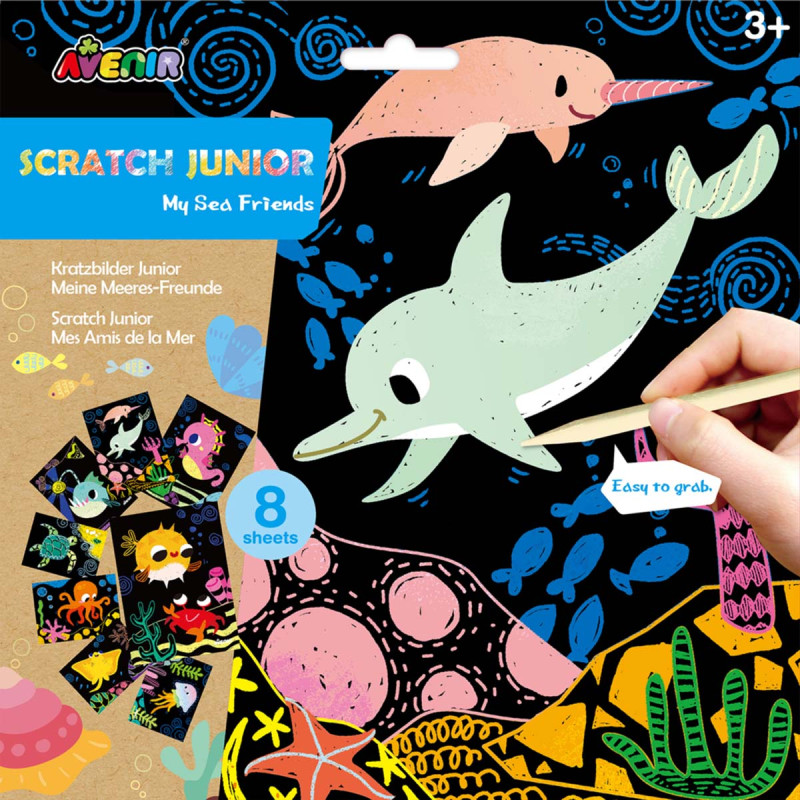 Scratch Junior 20 Pz en 4 Diseños con Exhibidor Avenir