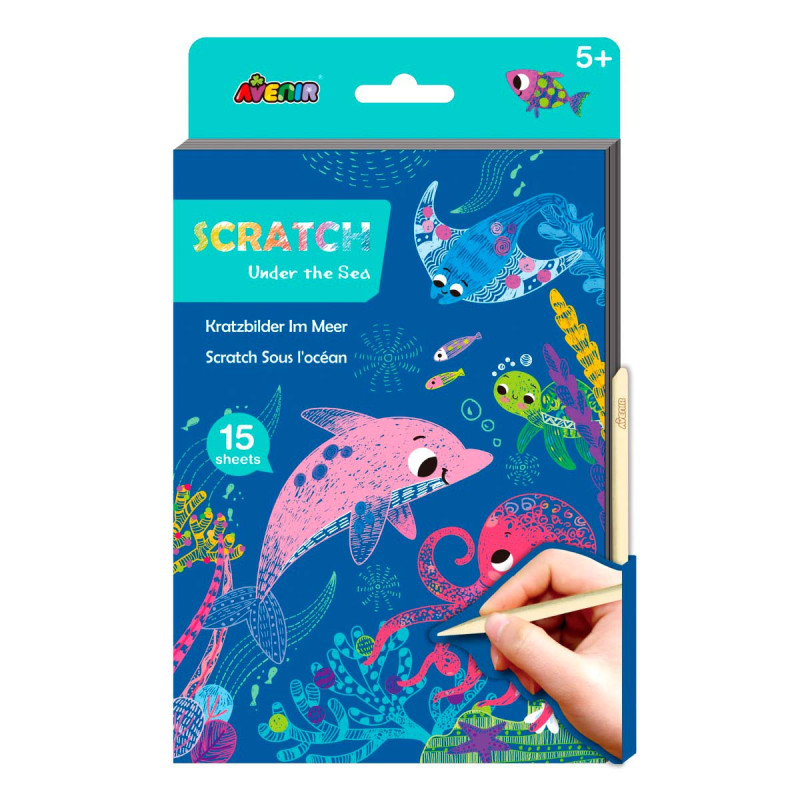 Libros de Actividades Scratch A5 8 Pz en 2 Diseños con Exhibidor Avenir