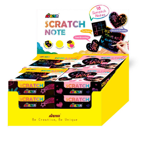 Scratch Note Block 12 Pz en 2 Diseños con Exhibidor Avenir