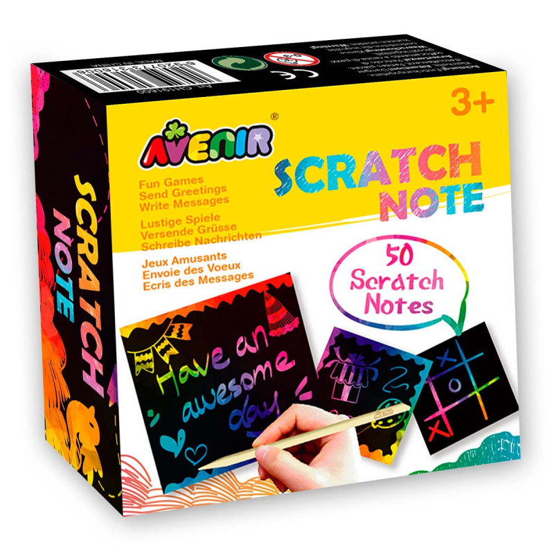 Scratch Note Block 12 Pz en 2 Diseños con Exhibidor Avenir