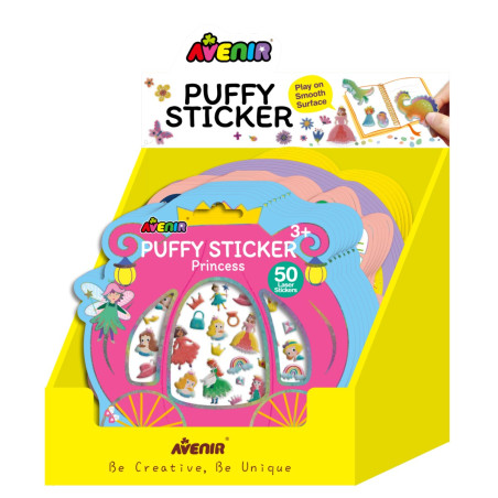 Puffy 3D Stickers 24 Pz en 4 Diseños con Exhibidor Avenir