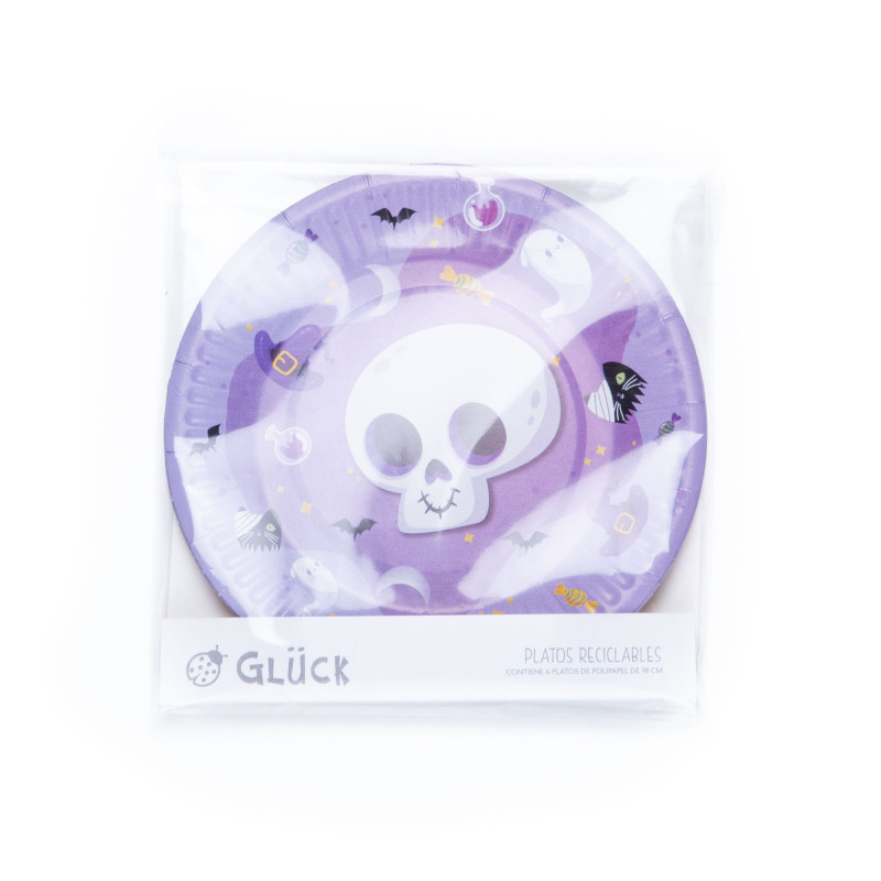 Platos Violetas de Halloween x 8